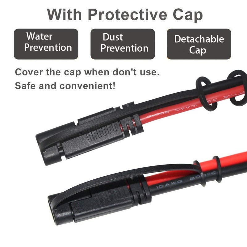 SPARKING [ 2Pack] 3FT 10AWG SAE to SAE Extension Cable 2Pin Bullet Quick Connect Heavy Duty Wire Harness with Waterproof Cap - Image 5